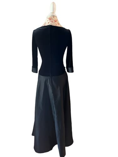 Tadashi 2 Petite Dress Black Velvet & Satin Vintage Neiman Marcus Avant Garde - Thumbnail 5