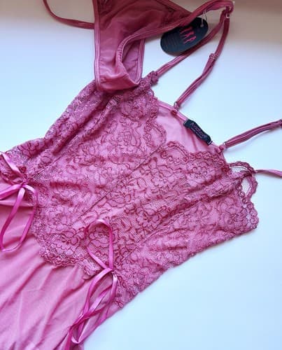 Small Avid Love Nighty Nightgown Lingerie Sleep Wear Panty Matching Set NWT - Thumbnail 3