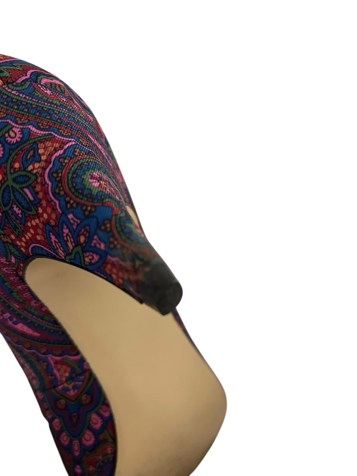 Vintage Women’s Fabric Cotton Shoes Rockabilly 7AA Pink Wine 1980’s Heels Teal - Thumbnail 8