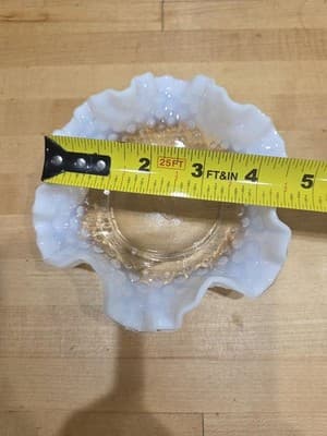 Vintage Fenton French Opalescent Hobnail Ruffled Dish Small Candy Bowl 5" - Thumbnail 2