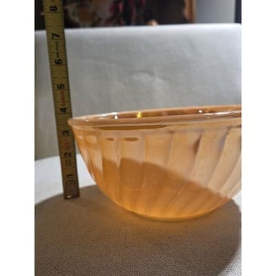 Set of 2 Peach and white 7 inch and 8 inchFire King Pressed Milk Glass Bowls - Thumbnail 4