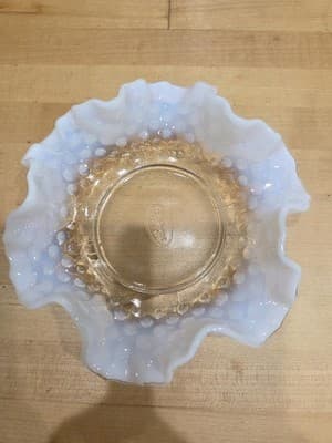 Vintage Fenton French Opalescent Hobnail Ruffled Dish Small Candy Bowl 5" - Thumbnail 3