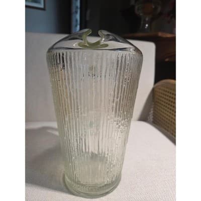 Vintage Jeannette Glass Tree Bark Clear Pitcher Ice Lip Finlandia MCM Barware - Thumbnail 3