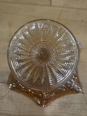 Vintage Imperial Glass Grape Marigold Carnival Glass Ruffled Pedestal Compote - Thumbnail 6