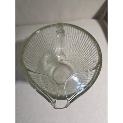 Vintage Jeannette Glass Tree Bark Clear Pitcher Ice Lip Finlandia MCM Barware - Thumbnail 2