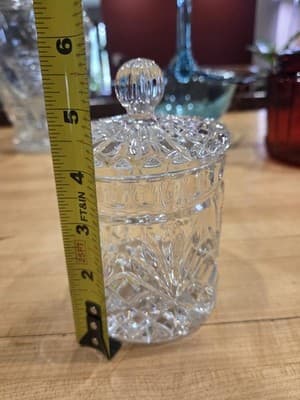 Vintage Essex Lead Crystal Biscuit Jar Candy Dish Ball Finial Lid Poland 6" - Thumbnail 8