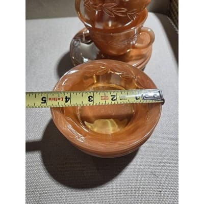 Vintage Fire-King Peach Lustre Laurel Glass Dinnerware Set 17 Pc Service 4 - Thumbnail 4
