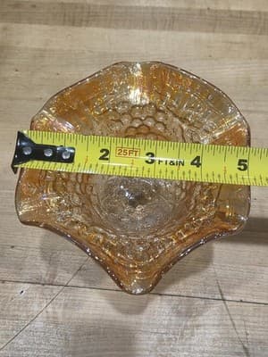 Vintage Imperial Glass Grape Marigold Carnival Glass Ruffled Pedestal Compote - Thumbnail 8