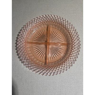 Vintage Pink Miss America Depression Glass Plates Set of 2 Dinner & Grill 10" - Thumbnail 4