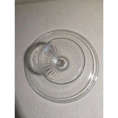 Vintage Anchor Hocking Monaco 2 in 1 Ribbed Glass Cake Stand Dome Punch Bowl Set - Thumbnail 5