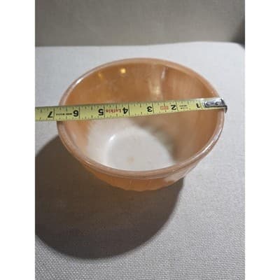 Set of 2 Peach and white 7 inch and 8 inchFire King Pressed Milk Glass Bowls - Thumbnail 9