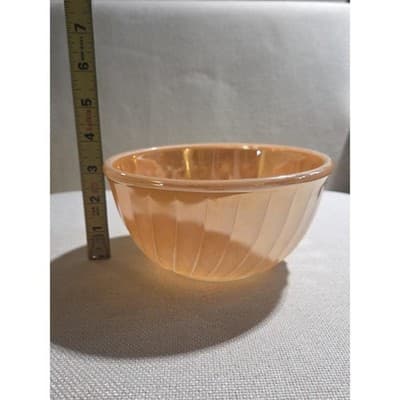 Set of 2 Peach and white 7 inch and 8 inchFire King Pressed Milk Glass Bowls - Thumbnail 8