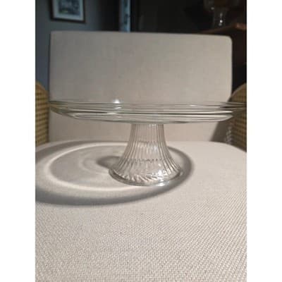 Vintage Anchor Hocking Monaco 2 in 1 Ribbed Glass Cake Stand Dome Punch Bowl Set - Thumbnail 7
