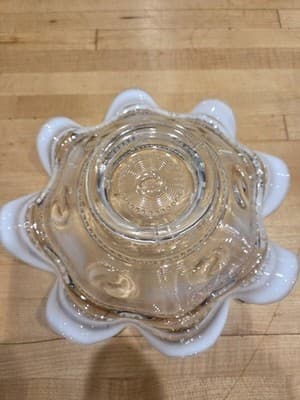 Antique Jefferson Northwood Astro Clear Opalescent Ruffled Footed Bowl 9" - Thumbnail 4
