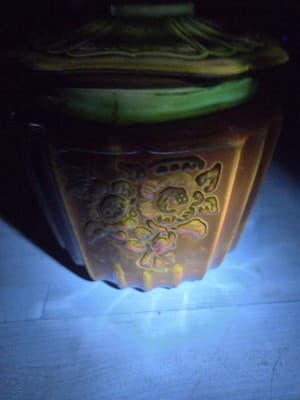 Vintage Amberina Ruby Red Glass Mayfair Open Rose Biscuit Jar Lid 7" UV Glow - Thumbnail 7