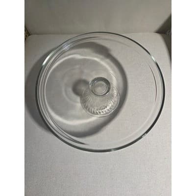 Vintage Anchor Hocking Monaco 2 in 1 Ribbed Glass Cake Stand Dome Punch Bowl Set - Thumbnail 6