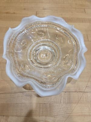Antique Jefferson Northwood Astro Clear Opalescent Ruffled Footed Bowl 9" - Thumbnail 7