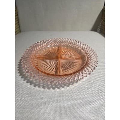 Vintage Pink Miss America Depression Glass Plates Set of 2 Dinner & Grill 10" - Thumbnail 3