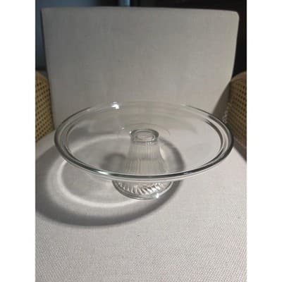 Vintage Anchor Hocking Monaco 2 in 1 Ribbed Glass Cake Stand Dome Punch Bowl Set - Thumbnail 8