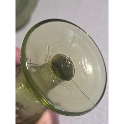 Vtg Imperial Glass Verde Green Harvest Grape Decanter Set 6 Cordial Glasses MCM - Thumbnail 8