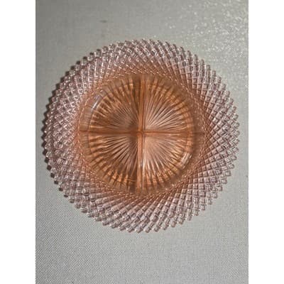 Vintage Pink Miss America Depression Glass Plates Set of 2 Dinner & Grill 10" - Thumbnail 2