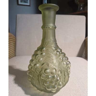 Vtg Imperial Glass Verde Green Harvest Grape Decanter Set 6 Cordial Glasses MCM - Thumbnail 2