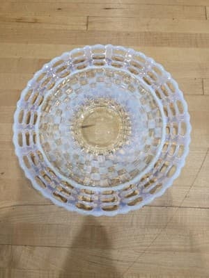 RARE FENTON 1933 Open Edge French Opalescent Chop Plate Ice Blue - Thumbnail 2