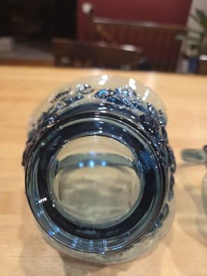 Indiana Glass Blue Pressed Floral Baskets Pair Vintage 1960s - Thumbnail 4