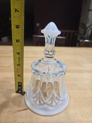 Vintage Fenton White Opalescent Glass Bell Whitton Pattern West Virginia 6.5" - Thumbnail 2
