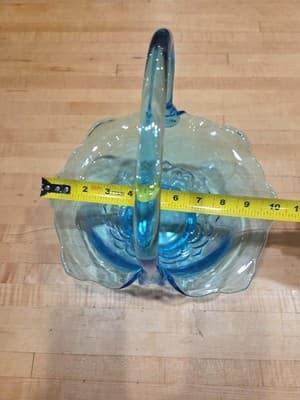 Blue Indiana Glass Duchess Basket Vintage Floral Pattern - Thumbnail 7