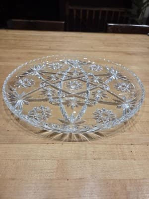 Anchor Hocking Crystal 13 Inch Round Decorative Platter - Star of David Pattern - Thumbnail 3