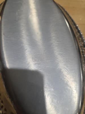 Vintage Farber Bros Krome Kraft Oval Chrome Serving Tray Pierced Art Deco NY - Thumbnail 4