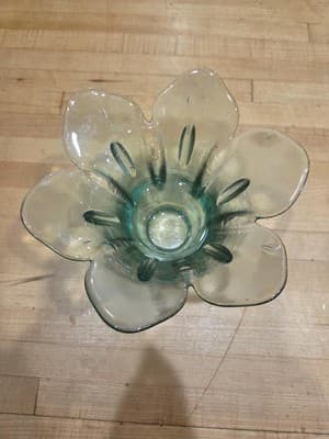 Celery Green Recycled Glass Tulip Candle Holder Flared Bowl 6 Inch - Thumbnail 9