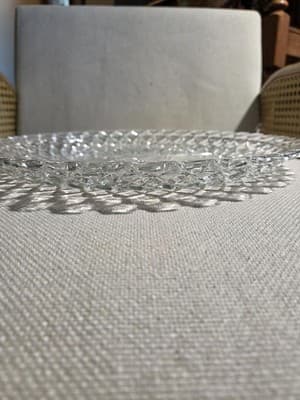 Anchor Hocking Waterford Waffle Serving Plate 13.75 Inch Vintage Pressed Glass - Thumbnail 3