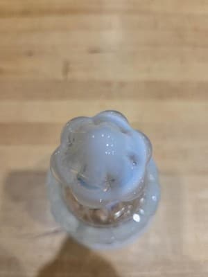 Vintage Fenton White Opalescent Glass Bell Whitton Pattern West Virginia 6.5" - Thumbnail 7