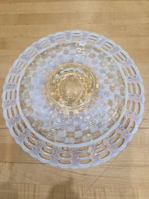RARE FENTON 1933 Open Edge French Opalescent Chop Plate Ice Blue - Thumbnail 3