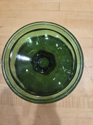 Vintage Indiana Glass Green Quilted Diamond Pedestal Candy Bowl Duette MCM - Thumbnail 3