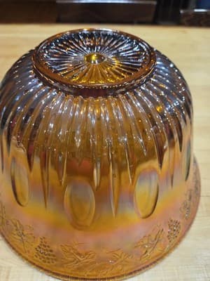 Vintage Indiana Glass Harvest Grape Marigold Carnival Punch Bowl Iridescent 12" - Thumbnail 4