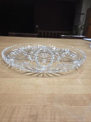 Anchor Hocking Crystal 13 Inch Round Decorative Platter - Star of David Pattern - Thumbnail 2