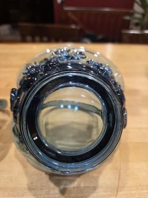 Indiana Glass Blue Pressed Floral Baskets Pair Vintage 1960s - Thumbnail 5