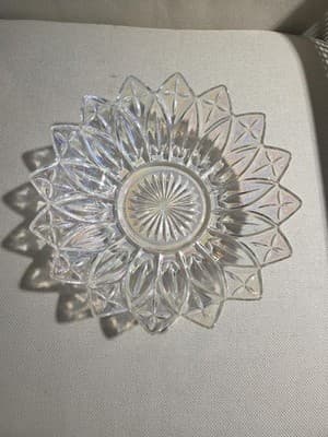 Federal Glass Iridescent Petal Rim Plate 8 Inch Vintage Pressed Glass - Thumbnail 3