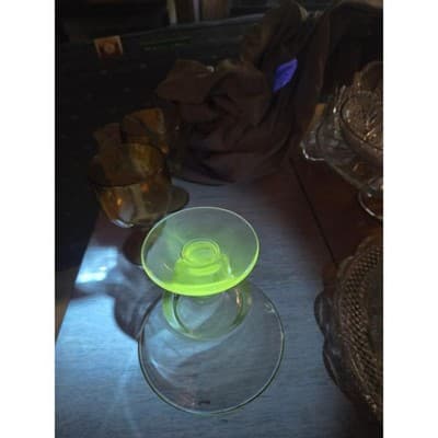 Simon Pearce Hartland Style Handblown Pedestal Compote Bowl 7" Manganese Glow - Thumbnail 4