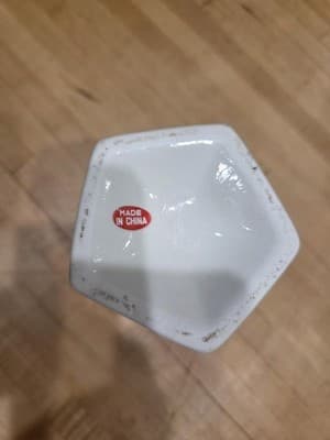 Vintage White Ceramic Porcelain Vase Urn Scalloped Rim Embossed Design - Thumbnail 3