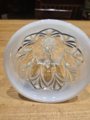 Vintage Fenton White Opalescent Glass Bell Whitton Pattern West Virginia 6.5" - Thumbnail 6