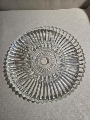 Vintage Clear Pressed Glass Scalloped 11" Serving Plate Platter - Thumbnail 3