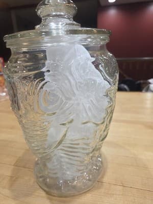 Vintage Libbey Big Tops Clear Glass Elephant Cookie Jar Canister Lid 13" - Thumbnail 3