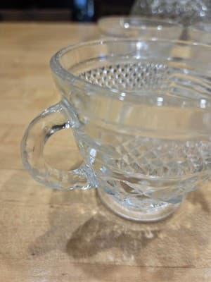 Vintage Anchor Hocking Wexford Glass Punch Bowl Set 18 Cups Hooks Ladle Base - Thumbnail 3