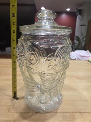 Vintage Libbey Big Tops Clear Glass Elephant Cookie Jar Canister Lid 13" - Thumbnail 5