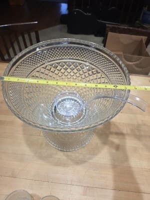 Vintage Anchor Hocking Wexford Glass Punch Bowl Set 18 Cups Hooks Ladle Base - Thumbnail 8