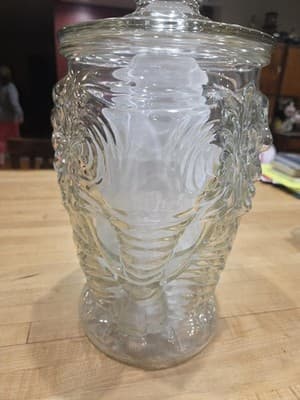 Vintage Libbey Big Tops Clear Glass Elephant Cookie Jar Canister Lid 13" - Thumbnail 4